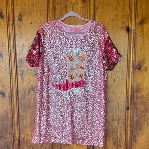 Simply Southern Pink Sequin Short Sleeve Tee Dress with Graphic Boot